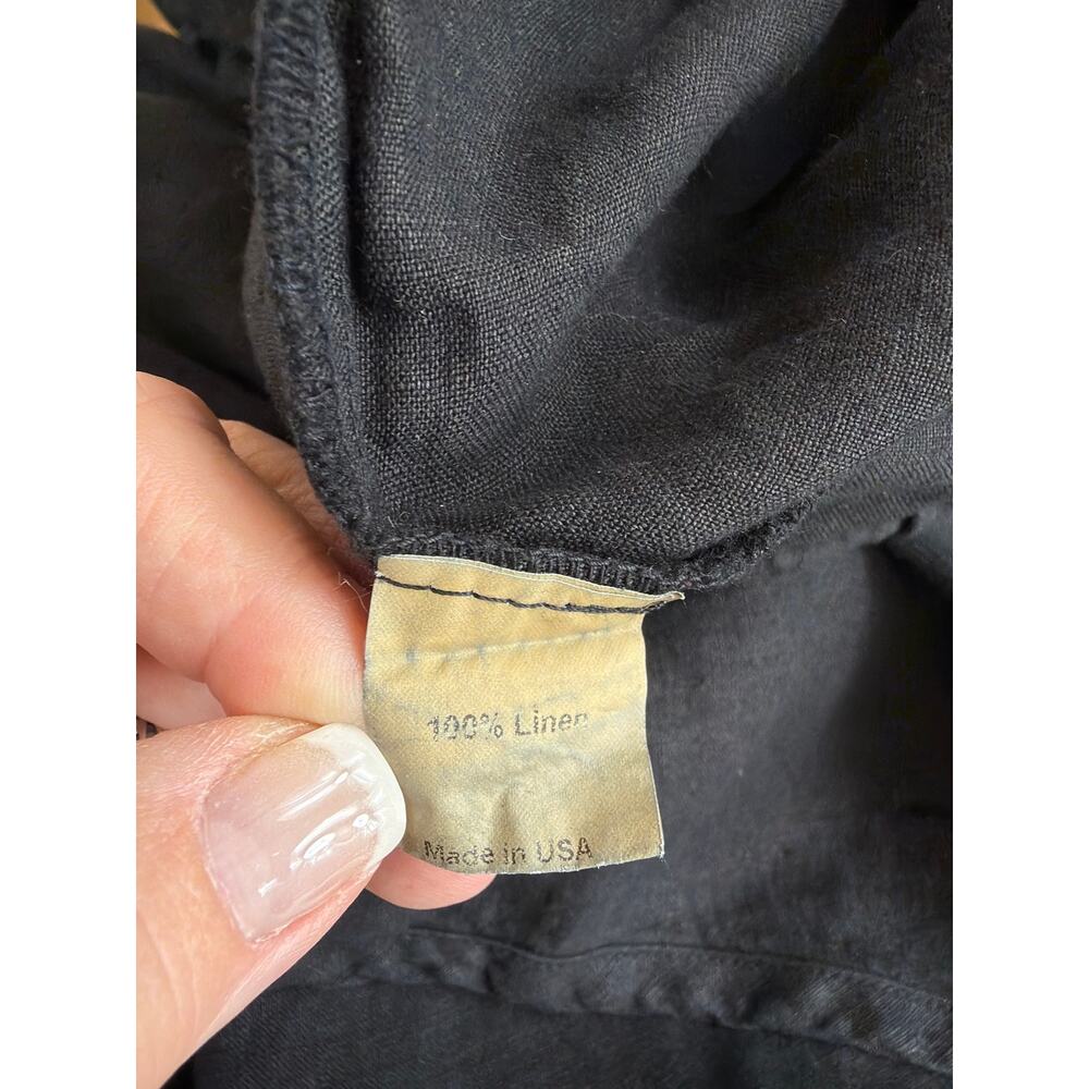 Cynthia Asbury Black Linen Elastic Waist Wide Leg Crop Pants Made in USA - Picture 6 of 7